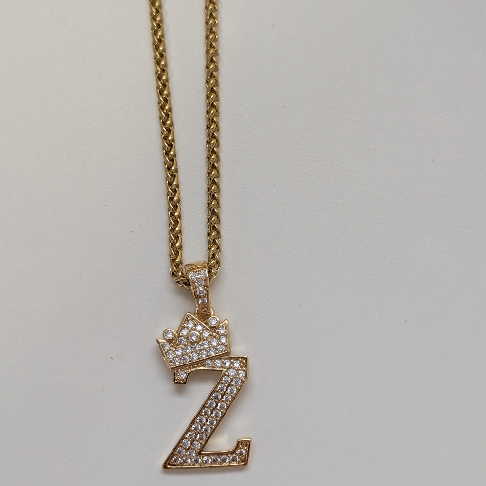 Gold Crown Initial Pendant Necklace